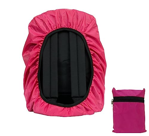 Image of Waterproof Nylon Backpack Rain & Dust Cover for 35L-50L Bags | Travel, Trekking, Hiking Bag Cover with Carry Pouch | Adjustable School & Luggage Cover (Pink -1 Pc)