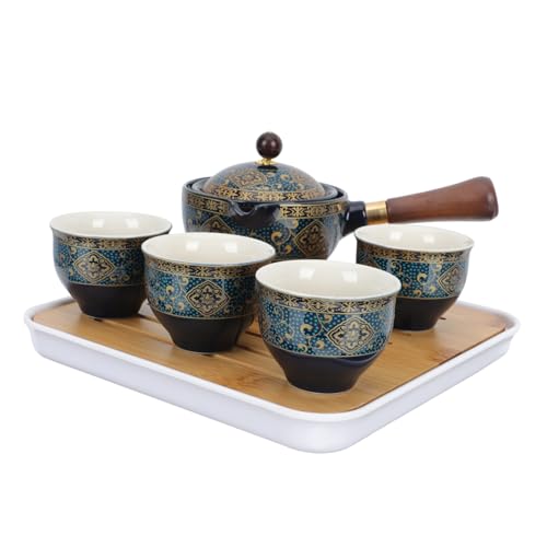 KICHOUSE Teiera Con Filtro 1 Set Bollitore Automatico in Porcellana Teiera in Ceramica Girevole Per Un Facile Versamento