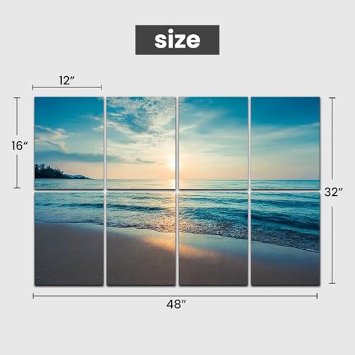 8 paneles acústicos artísticos con diseño de silueta hermosa de atardecer en mar tropical, paneles decorativos absorbentes de sonido de 48"x32", reducción de ruido para oficina miniatura 2