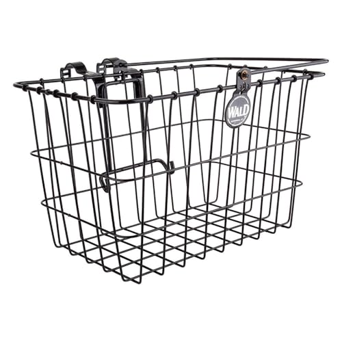 Wald 3133 Front Quick Release Bicycle Basket with Bolt on Clamp (14.5 x 9.5 x 9, Black)