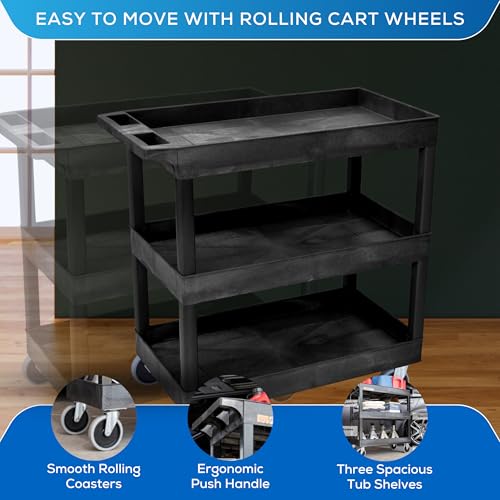 Image of FSE 373-EC111HD-B 32 inch x 18 inch Tub Cart - Three Shelves