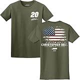 Checkered Flag Sports Christopher Bell 2026 Born in The USA Military Green #20 T-Shirt (US, Alpha, Large, Regular, Regular)