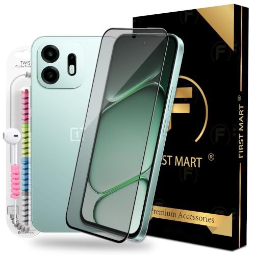 Image of FIRST MART Matte Anti-Glare Tempered Glass for OnePlus N6 With Installation Kit | Military-Grade Gaming Screen Protector & Cable Guard | Edge to Edge Coverage | Black