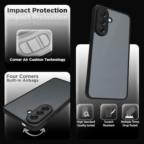 Image of RIGGEAR Shockproof Sleek Hybrid Armor Back Cover Case for Samsung Galaxy A57 5G (Smoke Black Matte PC + Black TPU Bumper)