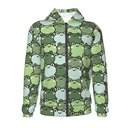 Cute Frog Cartoon Kids Pullover Hoodies Boys Zip Up Sweatshirts Girls Athletic Clothes with Pocket2
