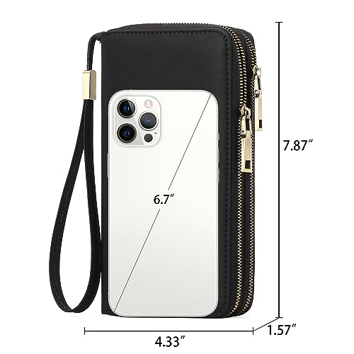 Image of GAEKEAO RFID Leather Wristlet Wallet for Women with Grip Strap