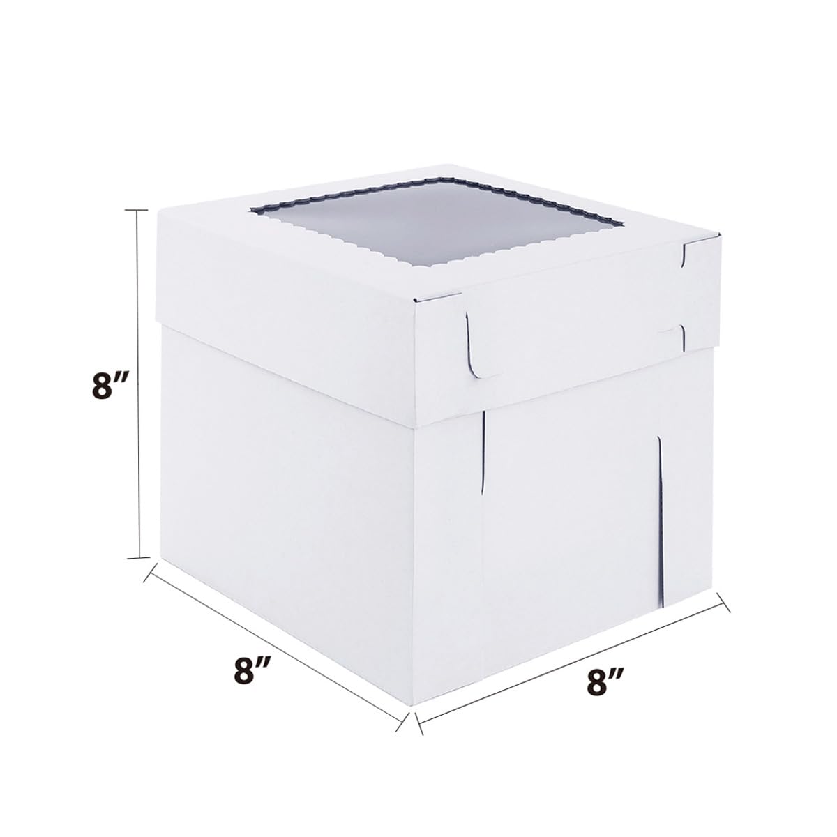 Cajas para tartas de 8 x 8 x 8 pulgadas [15 unidades] de alta calidad y resistentes, caja alta para pasteles de nivel, cajas de panadería blancas con ventana, recipientes desechables para