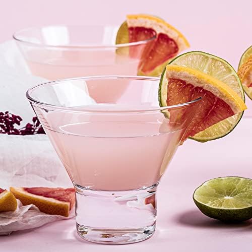 CRYSTALIA Premium Quality Stemless Martini Glasses Set of 4 100% Lead Free Multi-Purpose Glass Dessert Cups Majito Margarita Glasses Stemless Cocktail Glasses Ice Cream Cups Espresso Martini Glasses