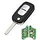 AULESSE 2 Tasten 433MHz Klapp Autoschlüssel Gehäuse Fernbedienung mit PCF7961A Chip für Ren-Ault Clio III Clio 3 Kangoo Master Modus Twingo 2006-2016 Auto Schlüsselgehäuse 7701210033