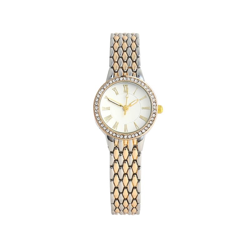 Image of Haute Sauce Women's The Serpenti Round Watch | Multicolour Stainless Steel Strap | Ivory White Dial | One-Size | Foldover Closure | Quartz | Battery | Wrist Belt Watch for Female and Girls