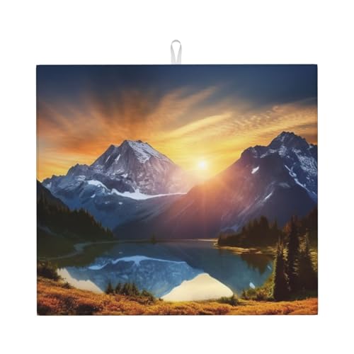 Mountain Sunrise �H�튣���}�b�g �L�b�`���J�E���^�[�p �z�����}�C�N���t�@�C�o�[ �H�튣���p�b�h 18x16�C���` ��^�H�퐅�؂�}�b�g �L�b�`���J�E���^�[�g�b�v/�V���N/���؂胉�b�N�p