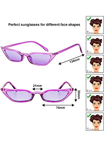 Zhanmai Retro Small Cat Eye Sunglasses Vintage Square Shade Women Cute Skinny Cat Eye Eyewear (7 Pairs)2