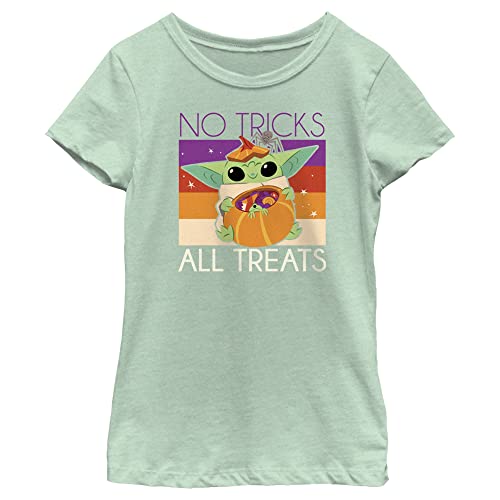 STAR WARS Mandalorian Grogu No Tricks All Treats Girls Heather T-Shirt