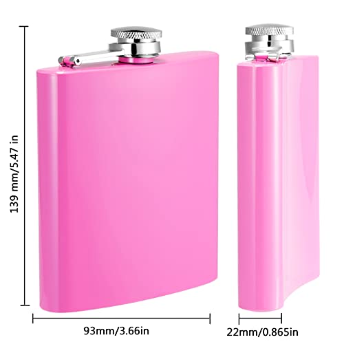 Hip Flask For Men Liquor Flask Stainless Steel Leak Proof Flask With Funnel Set For Women Pocket Alcohol Drinking Flask Set 8Oz (Pink) #TOP2