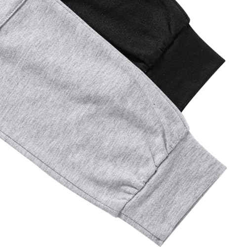 Boys Casual Pants-Solid Color Soft Trousers Jogger Pants-Toddler Boys 2 Pack Sweatpants Set (3-7T)4