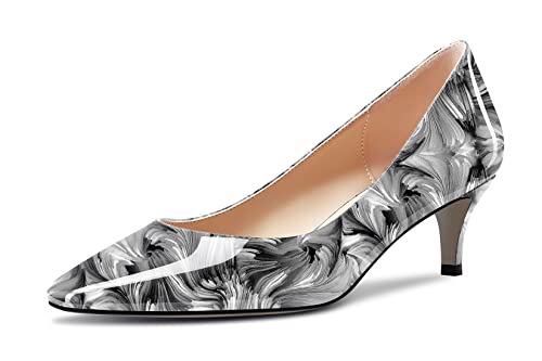 Aachcol Women Kitten Low Heel Pumps Slip-on Square Toe Dress Shoes Office Party 2 Inch