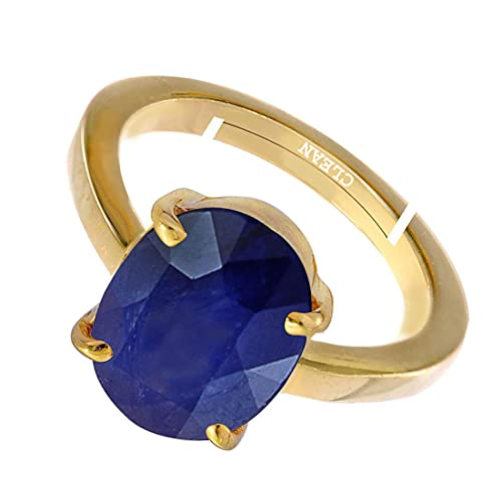 Women's Gold Plated Adjustable Blue Sapphire Ring, Astrological Gift
