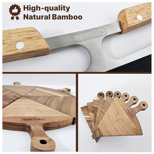 Set de 6 Piezas Tabla de Pizza de Madera con Cuchilla miniatura 4