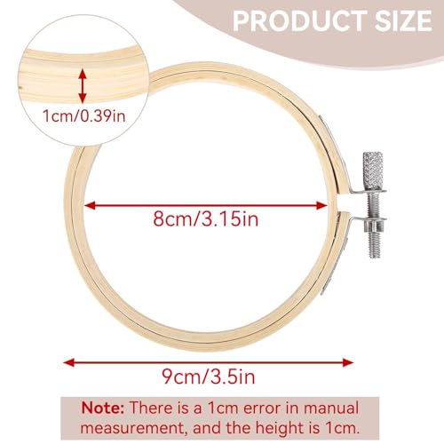 Image of Small Embroidery Hoop, 12PCS 3.5in Wooden Embroidery Hoops Circle Cross Stitch Hoop Ring Small Round Embroidery Frames for Display, Art Craft Sewing, Home Ornaments