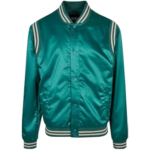 Urban Classics Men's Satin College Jacket, Green Cover