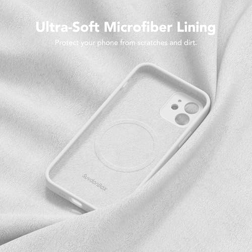 Image of Magnetic for iPhone 12 Case, Compatible with MagSafe, [Full Camera Protection][Screen Protector] Silicone Shockproof Protective Phone Case for iPhone 12 6.1 inch, White