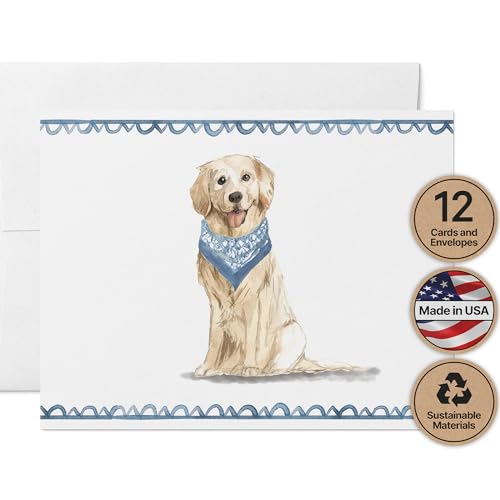 Image of Twigs Paper Golden Retriever Thank You Cards, 12 Dog Stationery Note Cards