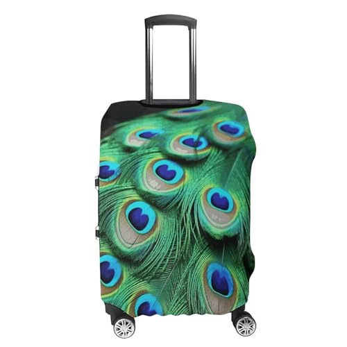 Green Peacock Feather Luggage Cover Personalization Suitcase Covers Protector Elastic Washable Baggage Cover Anti-Scratch For Traveling, Aircraft Consignment S4