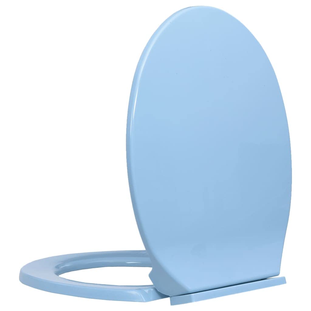 Asiento de inodoro con cierre suave, ovalado, color azul