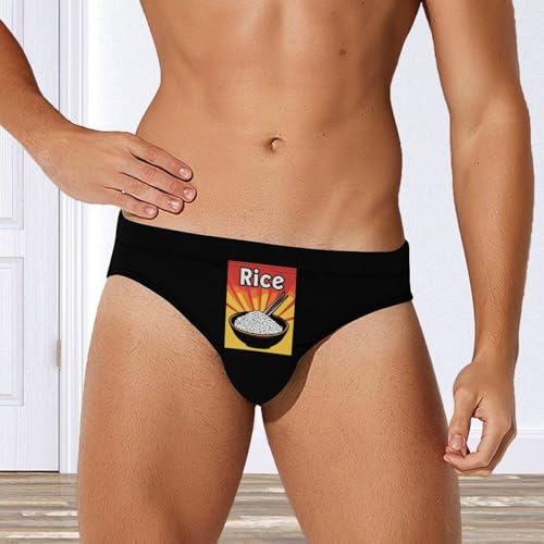 Rice Printed Swim Briefs for Men Sexy Bikini Swimwear Elastic Beach Trunks Bathing Suit2