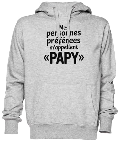 Sweat à capuche Papy gris unisexe en jersey confortable pour homme et femme