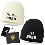 Jadive Lot de 2 bonnets pour couple, cadeaux pour couple « The Boss and The Real Boss » ...