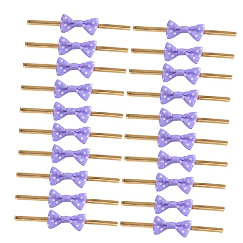 Didiseaon 100PCS Bow Tie Ribbon for Baking Purple Packing Ties for Candy Bags Sealing for Treat Bags for Party and Wedding Decorations