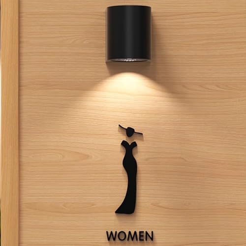 Letreros de aseos para comercio señalización luminosa de baño en pared negra 2