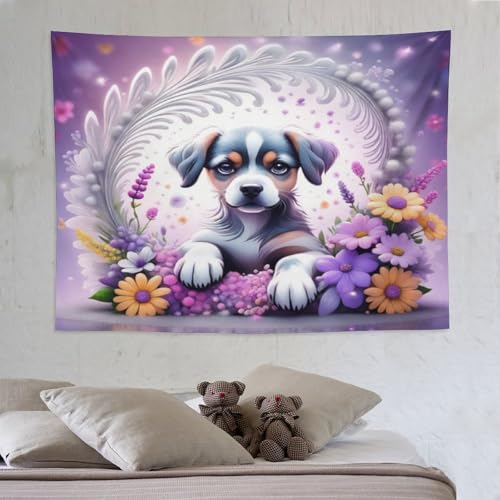 Tenture murale chien PAZZK 150x200cm pour creer un coin lecture cosy dans le salon
