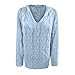 Light Blue Oversized Sweaters for Women Winter Chunky V Neck Cable Knit Casual Loose Hooded Pullover Tops Plus Size Outfits M 2025 Fall Fashion Trends Women