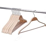 Sukkiri Homu 滑らかな木製ハンガー ノンスリップラバーグリップ付き セーターハンガー 肩にぶつからない 軽量衣類ハンガー 30本パックバー 360度回転フックとパンツバー