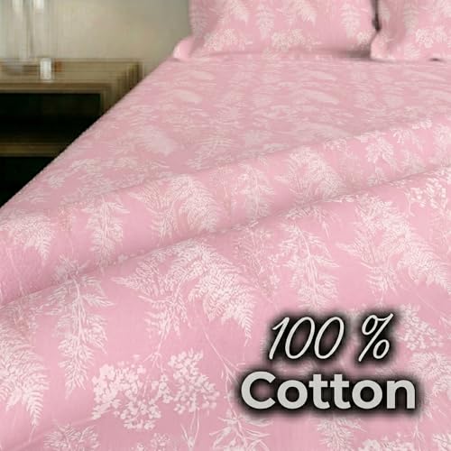 Image of Mafatlal 186 TC Metro Cotton Single Bedsheet | 90 x 60 Inch|Soft, Breathable & Lightweight | with Matching Pillow Cover| Honey Pink