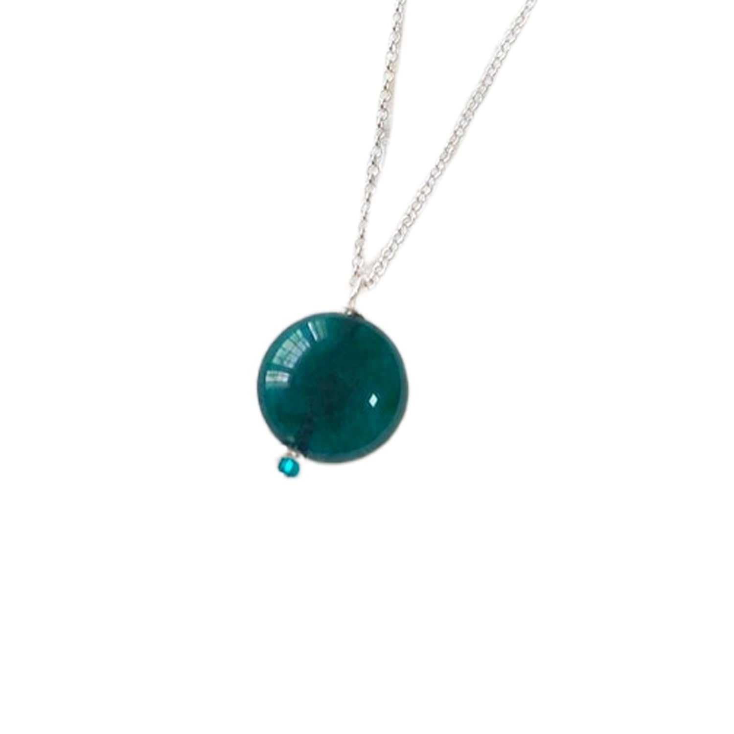 Pendentif jade vert véritable et chaîne en argent sterling 925 - 5