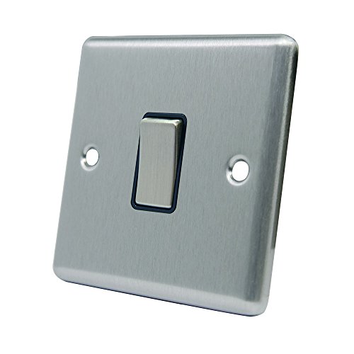 AET CSC1GSWIBS 10 A 1-Gang 2-Way Satin Finish Chrome Classical Single Black Insert Metal Rocker Light Switch