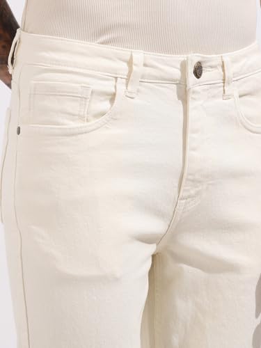 Image of The Indian Garage Co Men Slim Straight Fit Solid Mid-Rise Stretchable Jeans