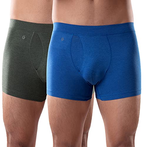 Image of Gloot Men's Trunk: Anti-Odour, Quick Dry, No Rash Elastic, Cool Mesh Zones & No Ride Up | Comfortable Innerwear Cotton-Tencel Fabric for Everyday Trunks, GLUCTIETR01, Multi-Colour, S, 2N