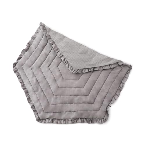 Image of let's make Hexagon Playpen Mat | Playpen Mattress | Infant and Baby Quilted Playmat for Boys and Girls, 6 Panel Playpen Mattress 53" Non Slip Kids Tent Mat Hexagon Pad Mat with Double Layer Ruffles