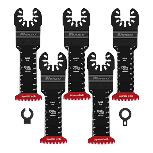 Bionso 5 PCS Japanese Tooth Oscillating Saw Blades Wood Extra Long Reach Double-Row Teeth Multitool Blades Clean Cutting for Wood and Plastic Quick Release Blades Fit Dewalt Ryobi Milwaukee Makita 1 Bionso 5 PCS Japanese Tooth Oscillating Saw Blades Wood Extra Long Reach Double-Row Teeth Multitool Blades Clean Cutting for Wood and Plastic Quick Release Blades Fit Dewalt Ryobi Milwaukee Makita