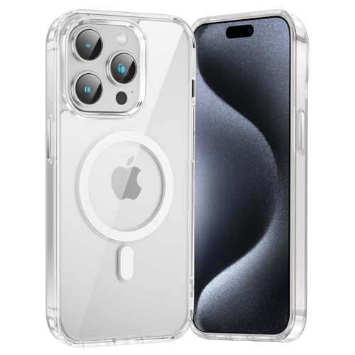 Coiwxmoi Funda Magnética para Apple iPhone 15 Pro MAX,Compatible con MagSafe Carga Inalámbrica,Ultra DelgadaSuave Silicona Antigolpes Anti-Arañazos Carcasa para iPhone 15 Pro MAX 6.7",Transparente