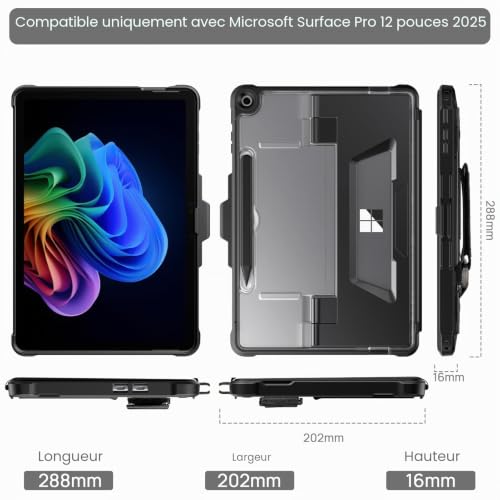 Étui Microsoft Surface Pro 12 robuste anti-rayure avec porte-stylet utile - 2