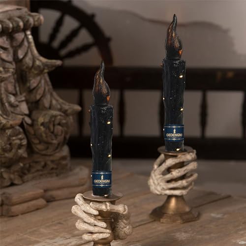 Image of Magical Candlesticks Flameless Taper Candle, 2pcs Black LED Tapered Candles Remote Dipped Candle 6inch Battery Chandelier for Enchanting Weddings and Harry Potter Inspired Vigils(LW2P-BA)