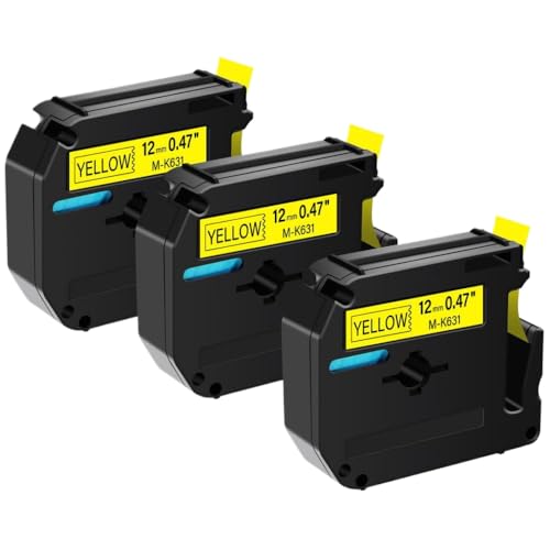 3PK MK-231 M-K 131���̍���12mm�e�[�vMK 631�ƌ݊����̂���PT-M95 PT-65 PT-70 PT-80�v�����^�[(Black on yellow)