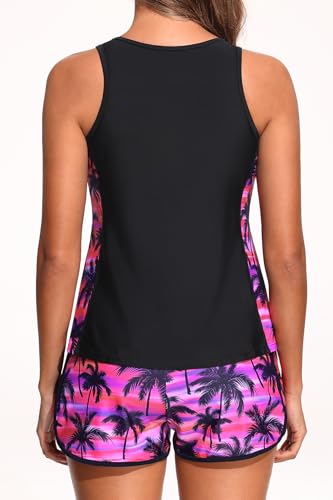 Women Tankini Swimsuit with Shorts - Tummy Control Two Piece Bathing Suit 2025 Swimwear with Sporty Pockets2