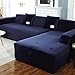 DMGY Plüsch Sofabezug Samt Elastisches Leder Ecke Schnitt Für Wohnzimmer Couchbezüge Set Sesselbezug L-Form Sitz Schonbezüge,Blau,4 Seater