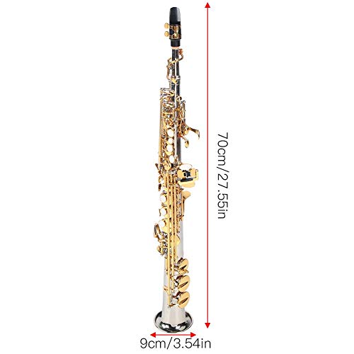 Soprano Straight Saxophone, Professional Brass Silver Plated Tube Gold Key Sax, High Sensitivity And Accurate Sound Saxophone With Carrying Bag For Professional And Home Use #TOP6